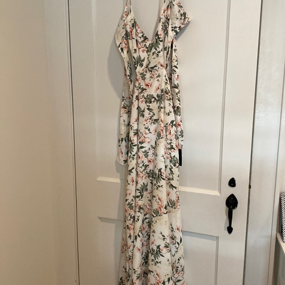 Floral Cutout Midi Dress in Soft Cream and Pink - Picture 2 of 6